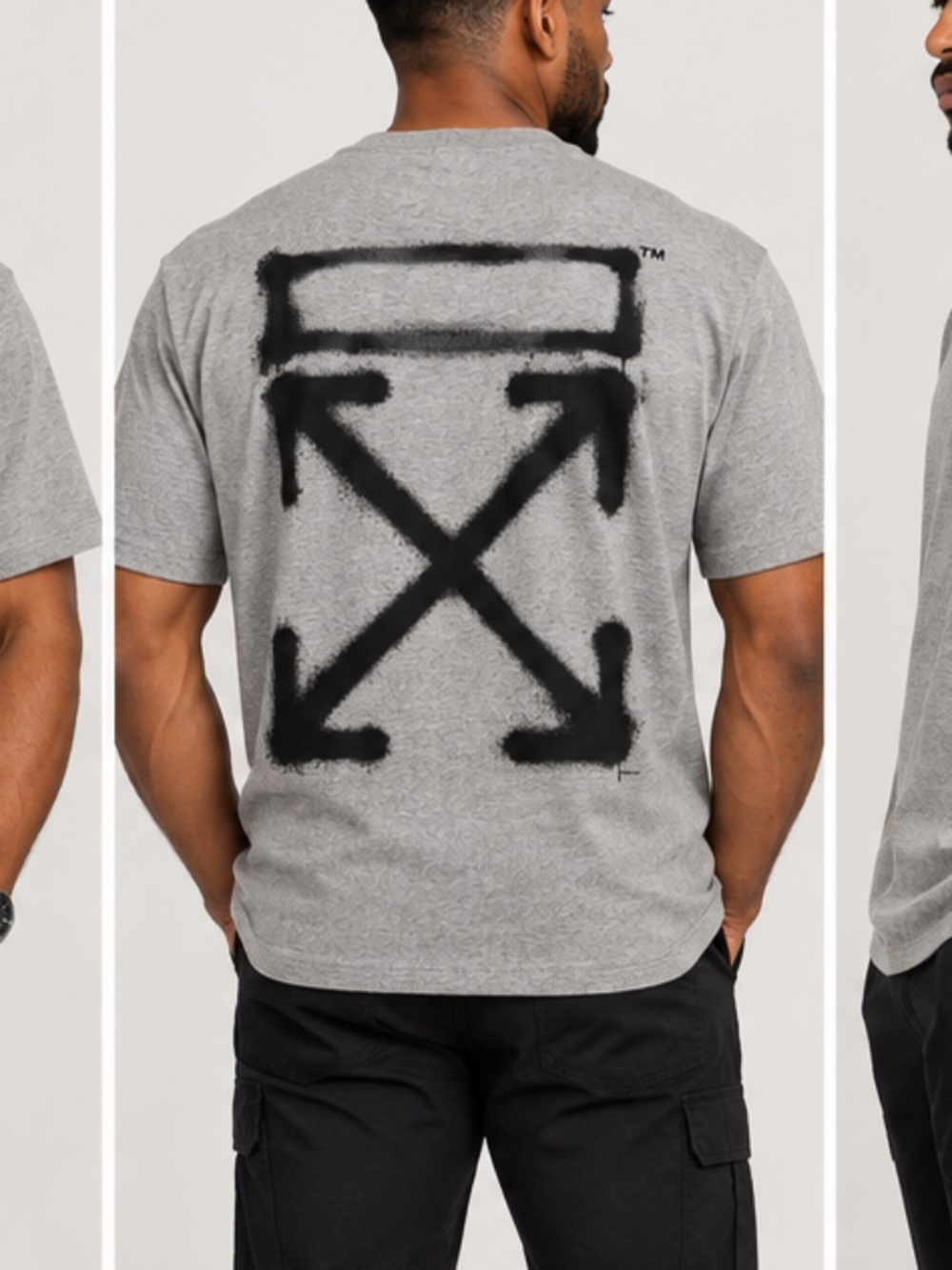 Off-white grey T-shirt with logo on the back